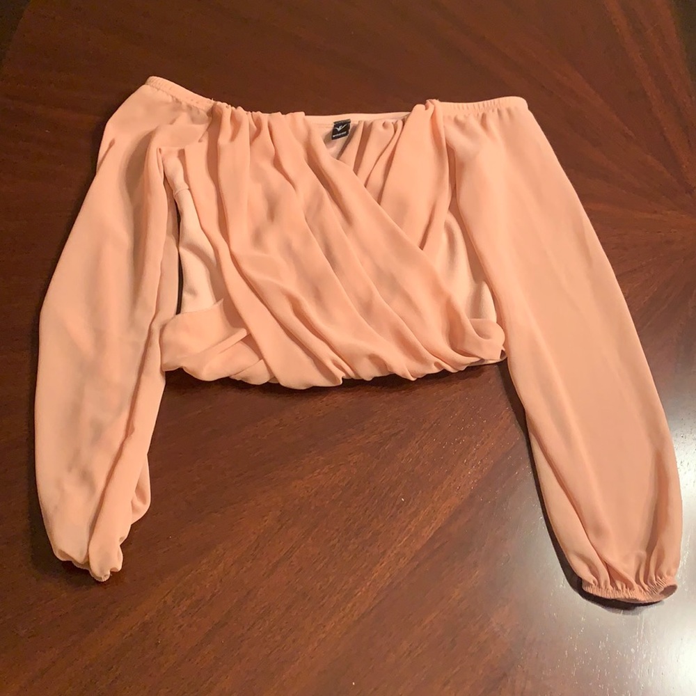 Chiffon Off Shoulder Cropped Blouse